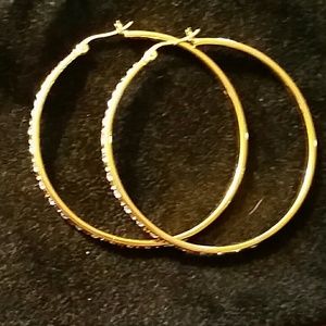 Romanza 14 kt Gold and diamond 7.5" hoop earrings